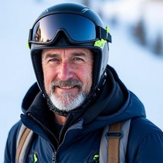 Ritratto professionale di Marco Verdi, specialista heliski